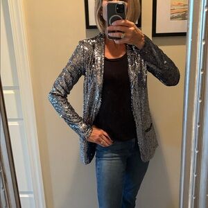 NWT Fabulous Silver Sequined Silk Jacket